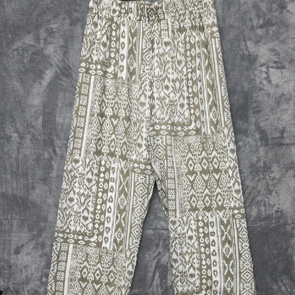 Mlle Gabrielle Pants - Mlle Gabrielle Olive Green and White Wide Leg Palazzo Pants sz XL